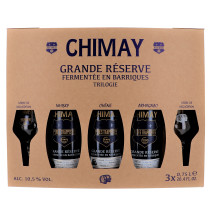 Bière Chimay Trilogie 3x75 cl + 2 verre + Cofftret Cadeau